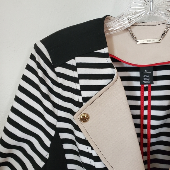 10 White House Black Market Stripe Zip Faux Motorcycle Jacket Blazer - Picture 8 of 11